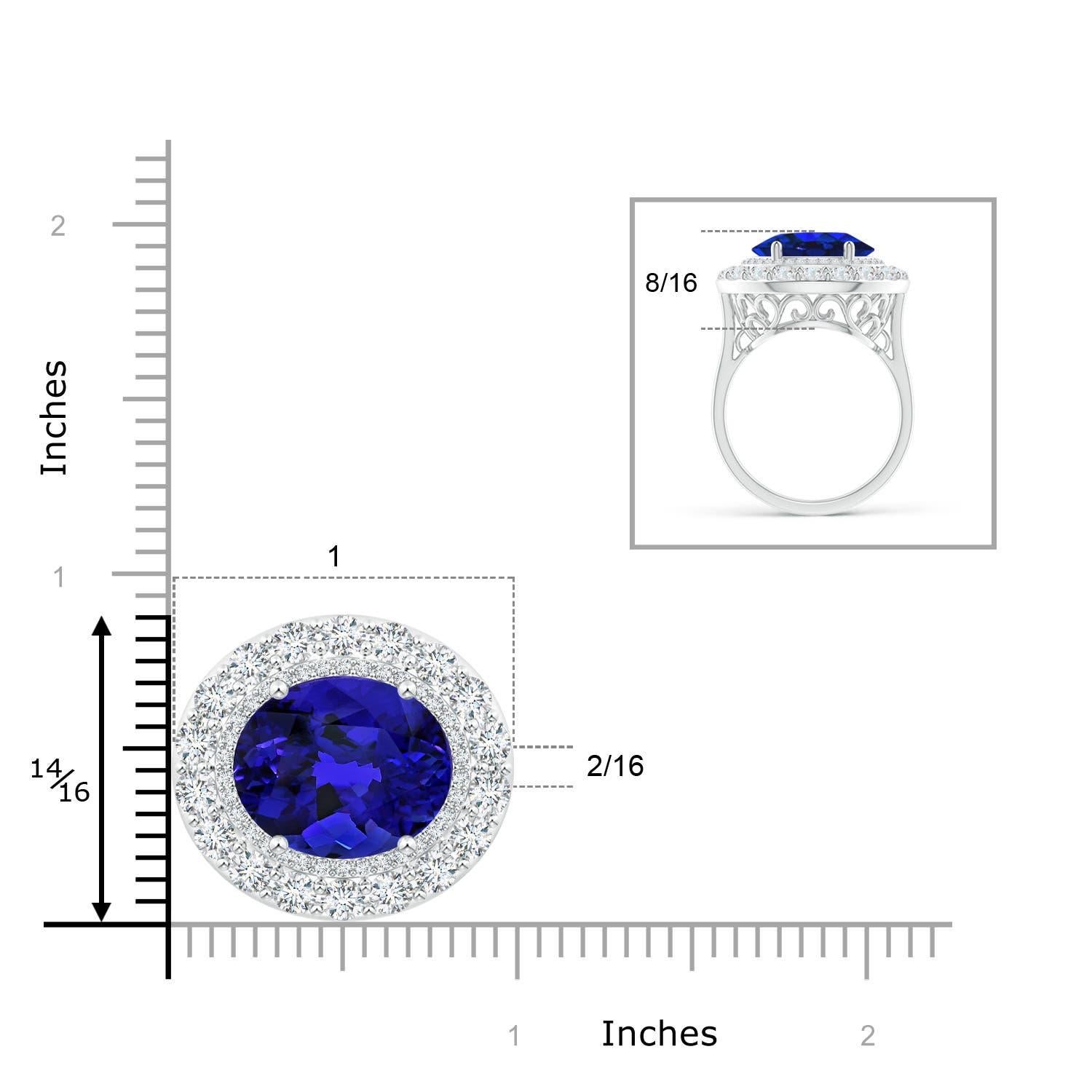 For Sale:  Angara GIA Certified Natural Tanzanite Double Halo Sideways Ring in White Gold 6