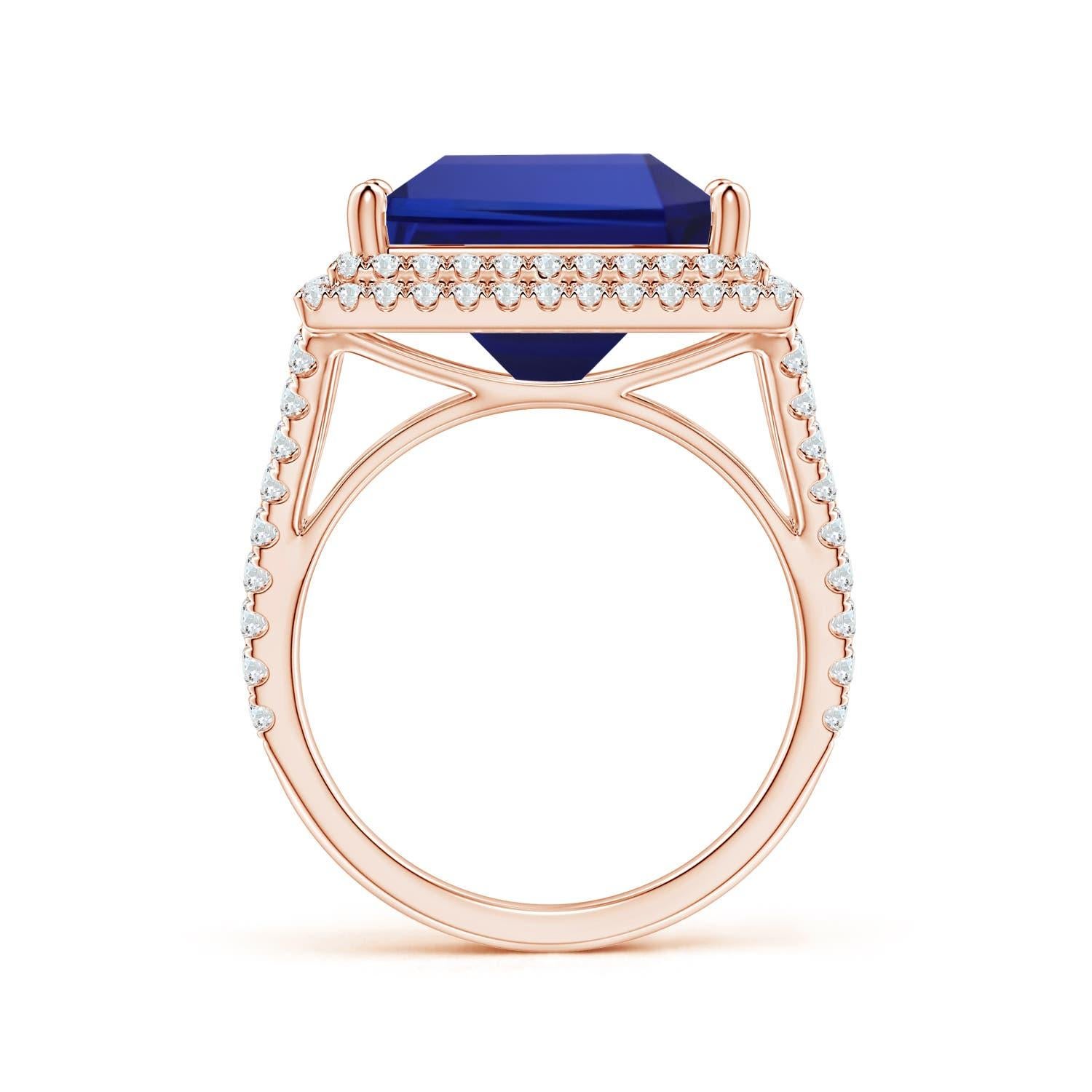 For Sale:  ANGARA GIA Certified Natural Tanzanite Double Halo Split Shank Rose Gold Ring 2