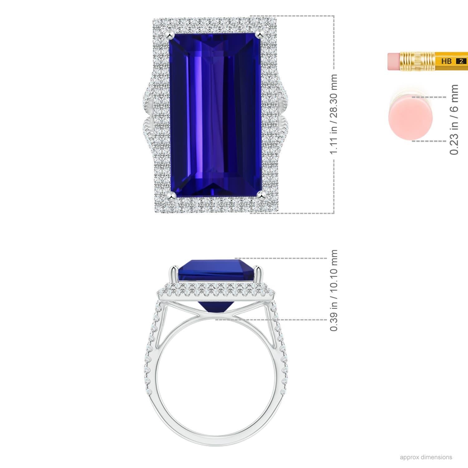 For Sale:  ANGARA GIA Certified Natural Tanzanite Double Halo Split Shank White Gold Ring 5