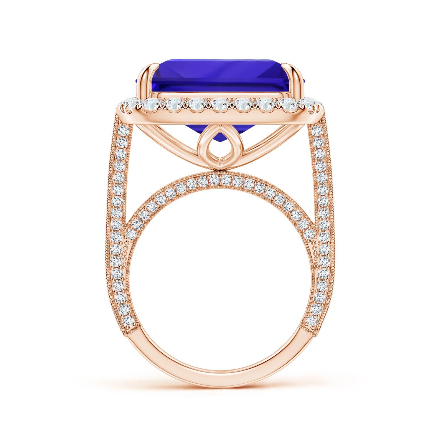 For Sale:  Angara GIA Certified Natural Tanzanite Halo Ring with Milgrain in Rose Gold 2