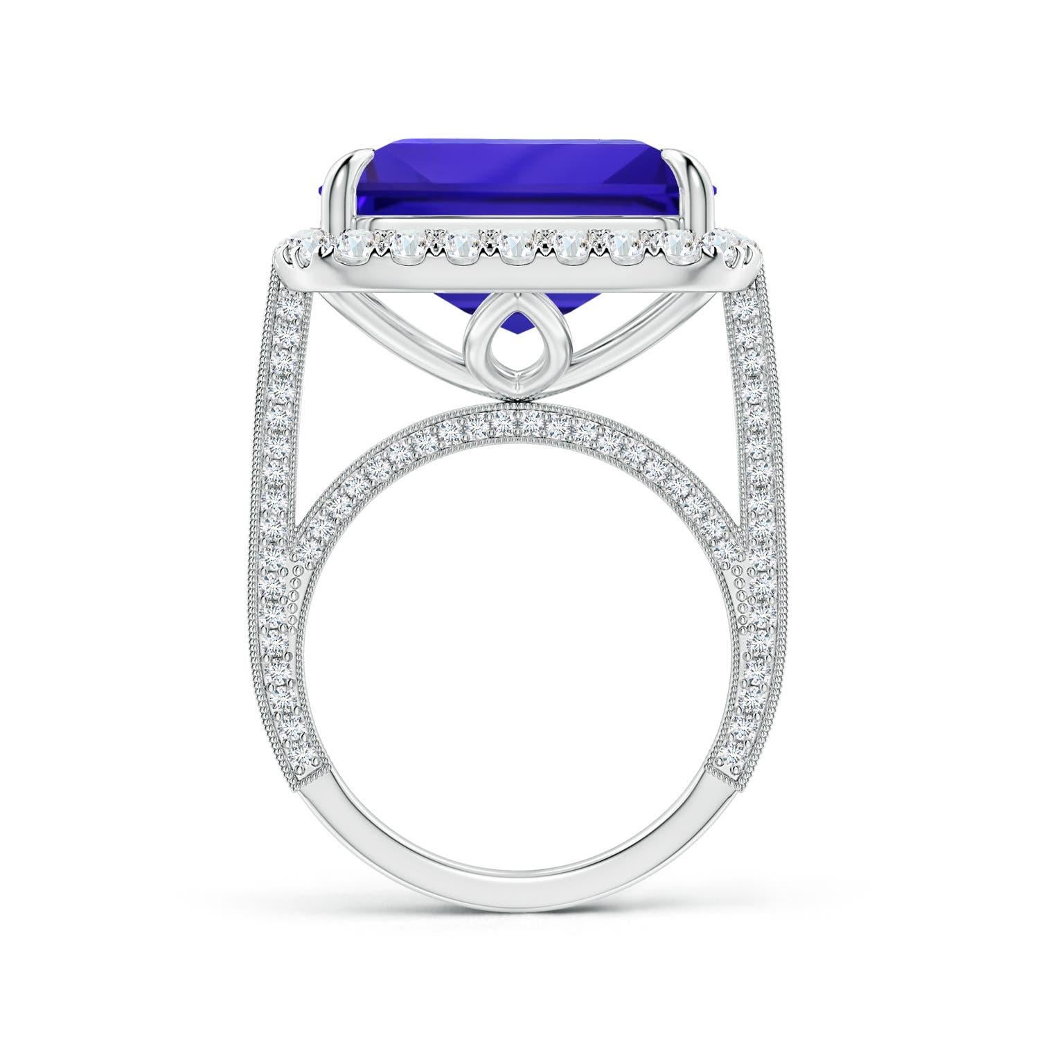 For Sale:  Angara GIA Certified Natural Tanzanite Halo Ring with Milgrain in White Gold 2