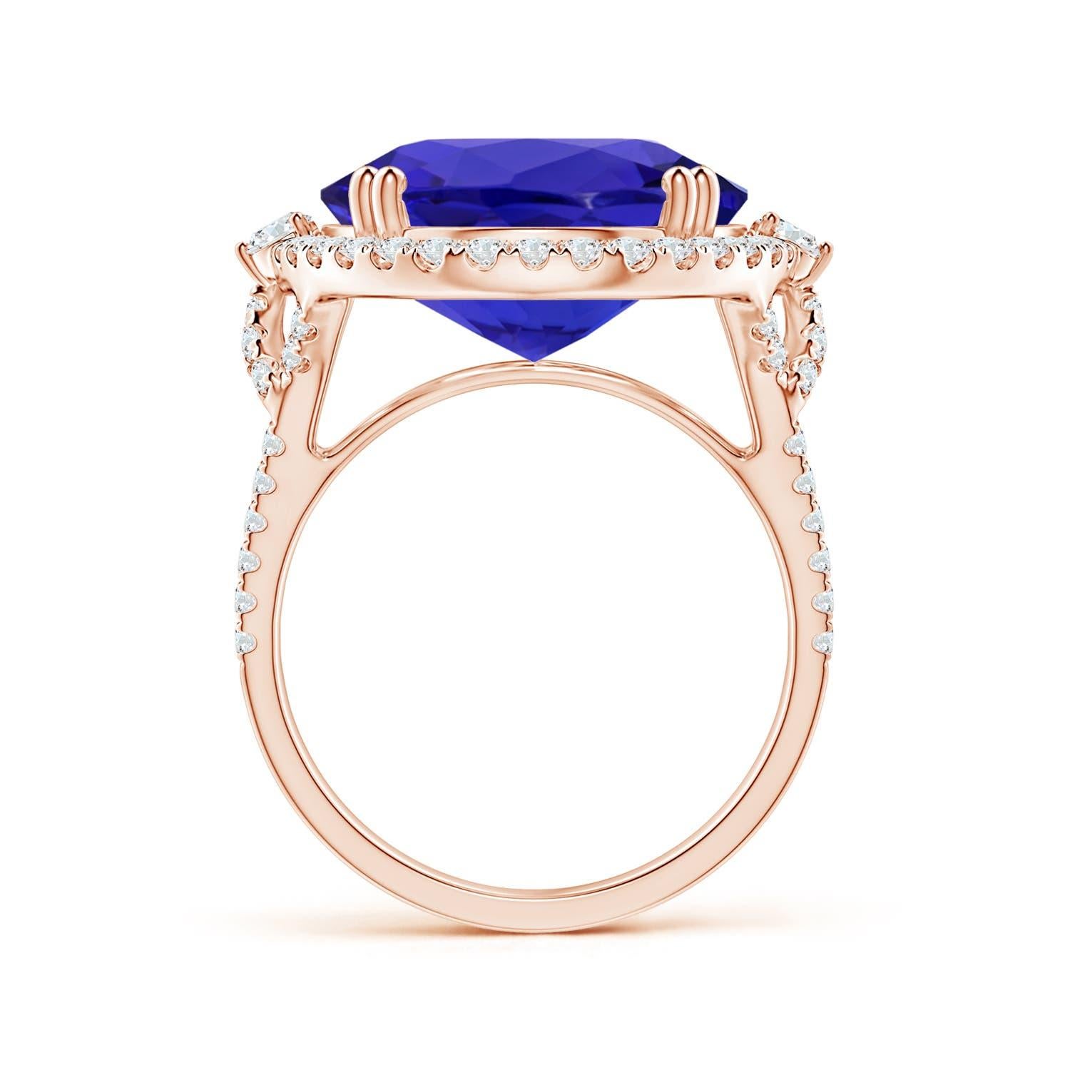 ANGARA GIA Certified Natural Tanzanite Halo Split Shank 18K Rose Gold Ring 2