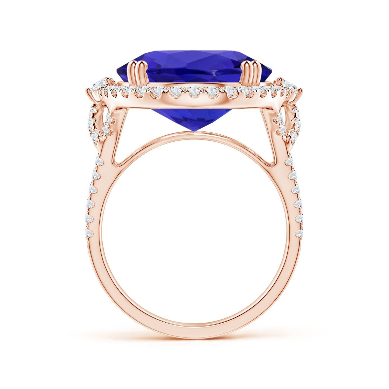 For Sale:  ANGARA GIA Certified Natural Tanzanite Halo Split Shank 18K Rose Gold Ring 2