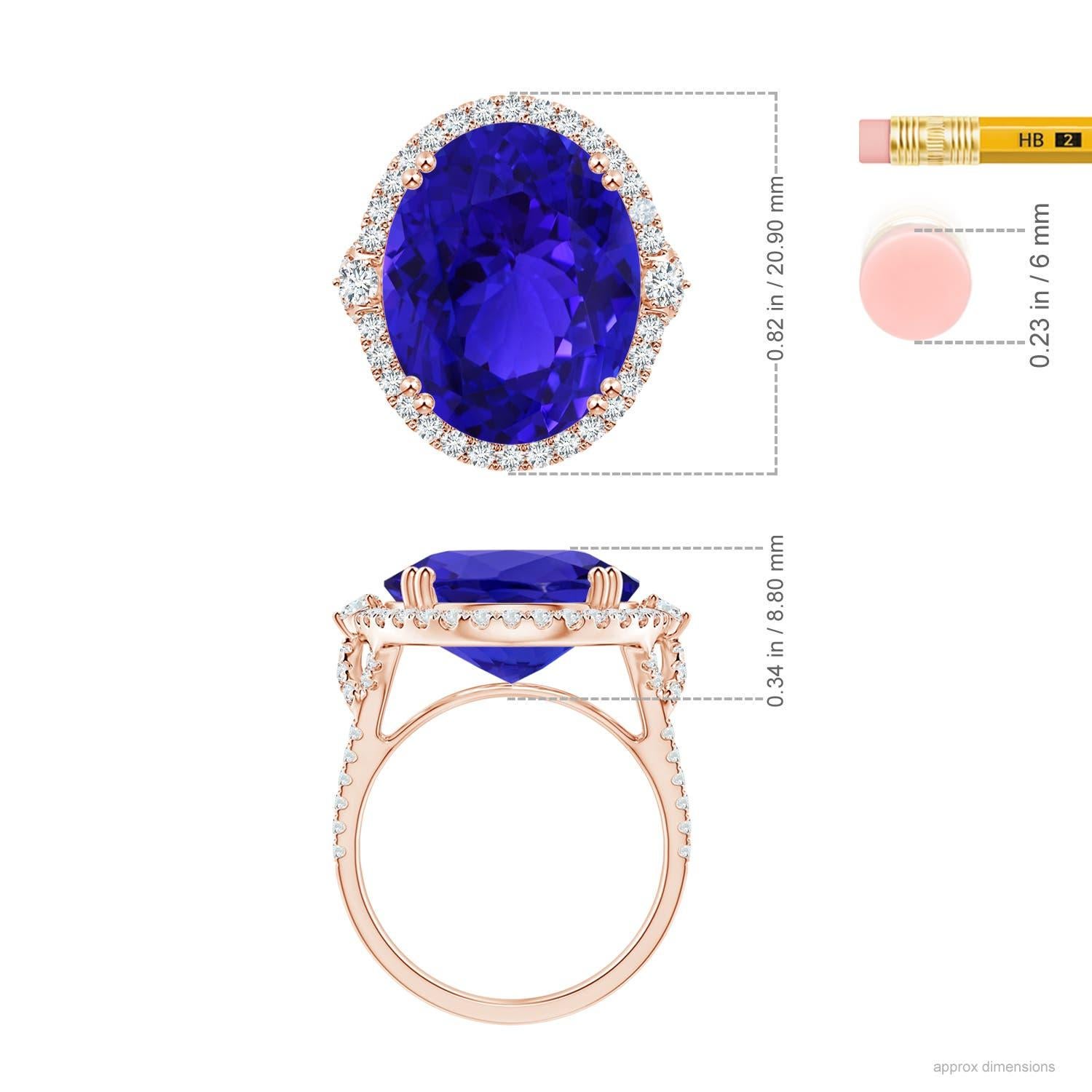 ANGARA GIA Certified Natural Tanzanite Halo Split Shank 18K Rose Gold Ring 3