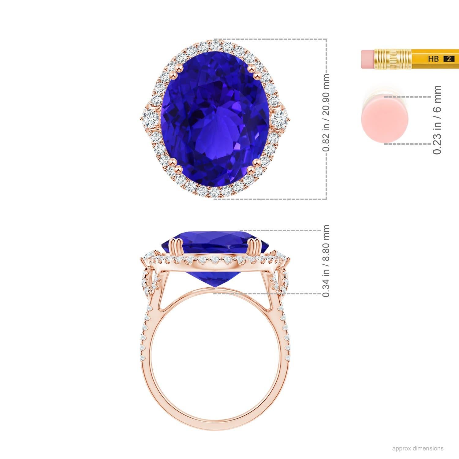 For Sale:  ANGARA GIA Certified Natural Tanzanite Halo Split Shank 18K Rose Gold Ring 3