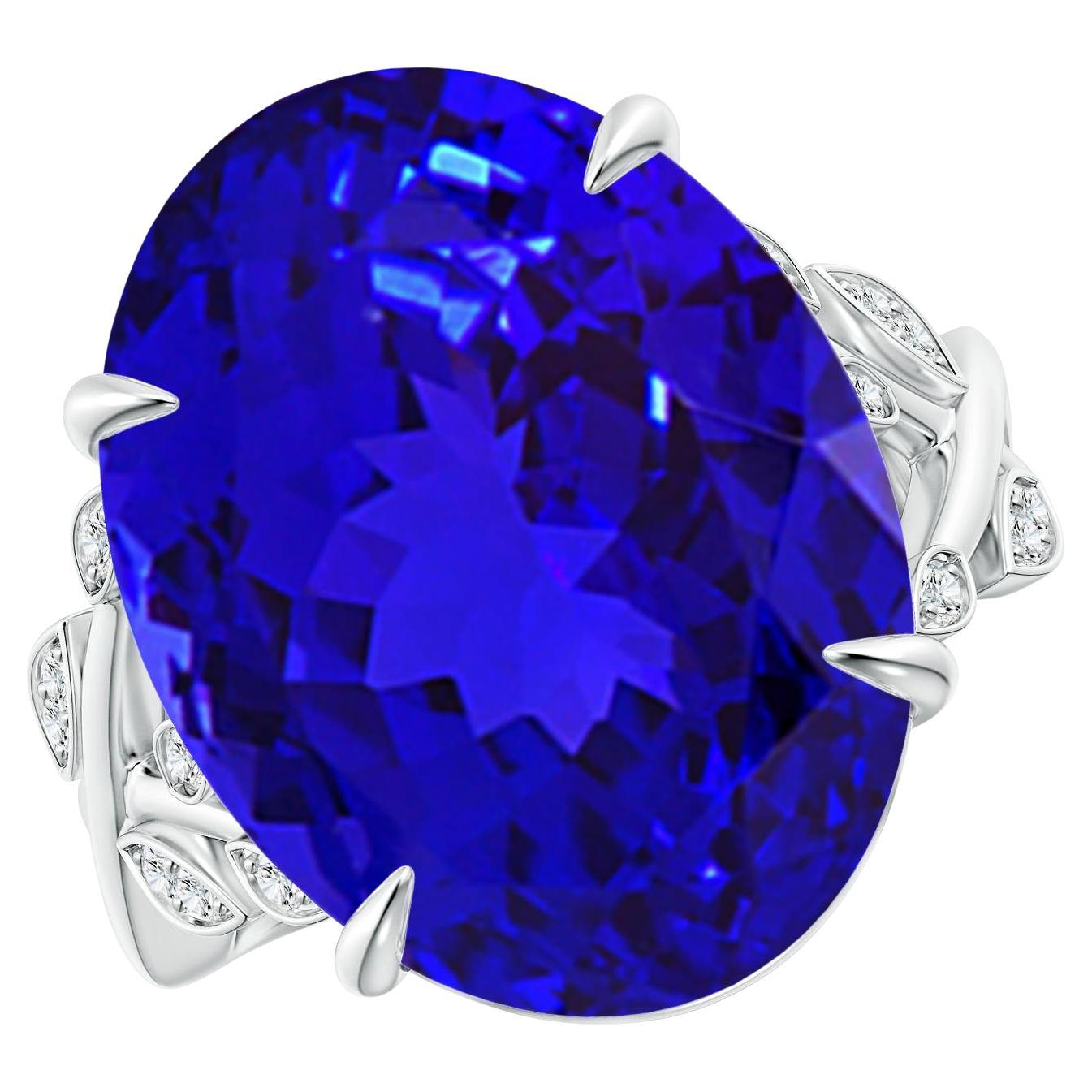 ANGARA GIA Certified Natural Tanzanite Nature Inspired Oval Ring in White Gold