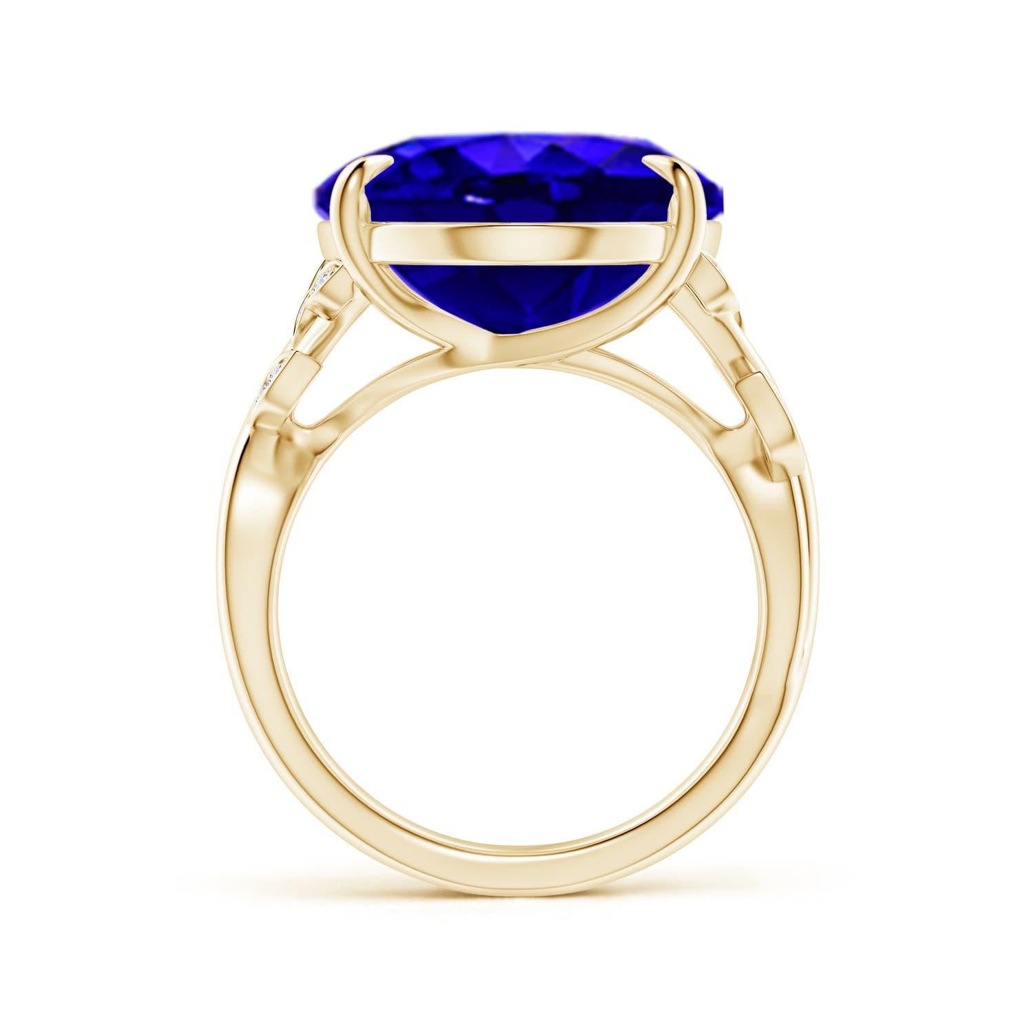Angara GIA Certified Natural Tanzanite Nature Inspired Oval Ring in Yellow Gold 2