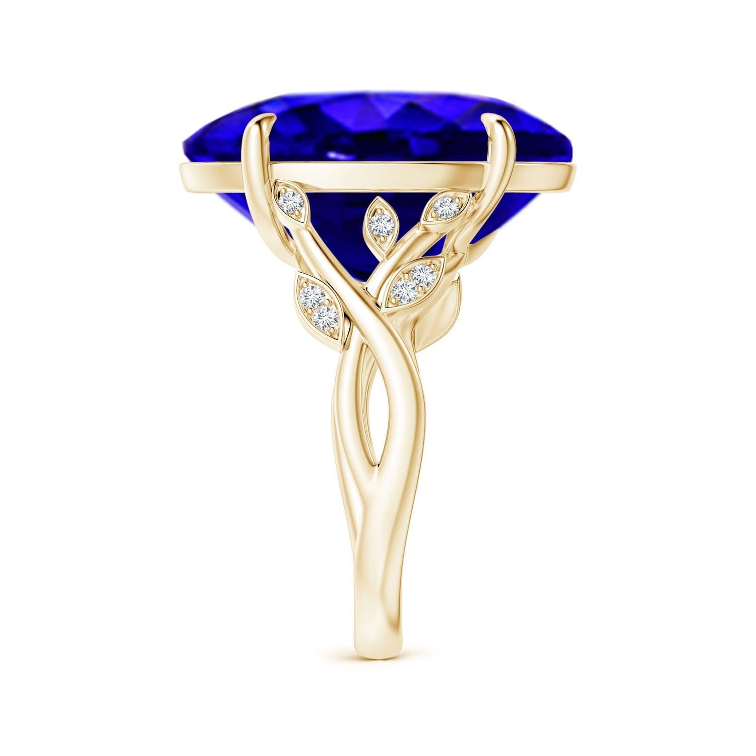 Angara GIA Certified Natural Tanzanite Nature Inspired Oval Ring in Yellow Gold 3