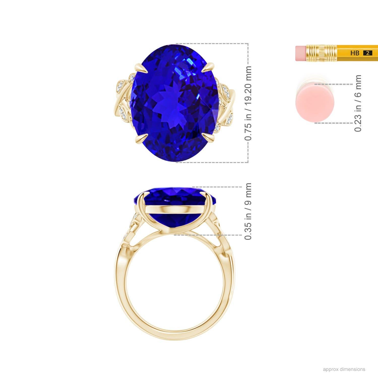 Angara GIA Certified Natural Tanzanite Nature Inspired Oval Ring in Yellow Gold 5