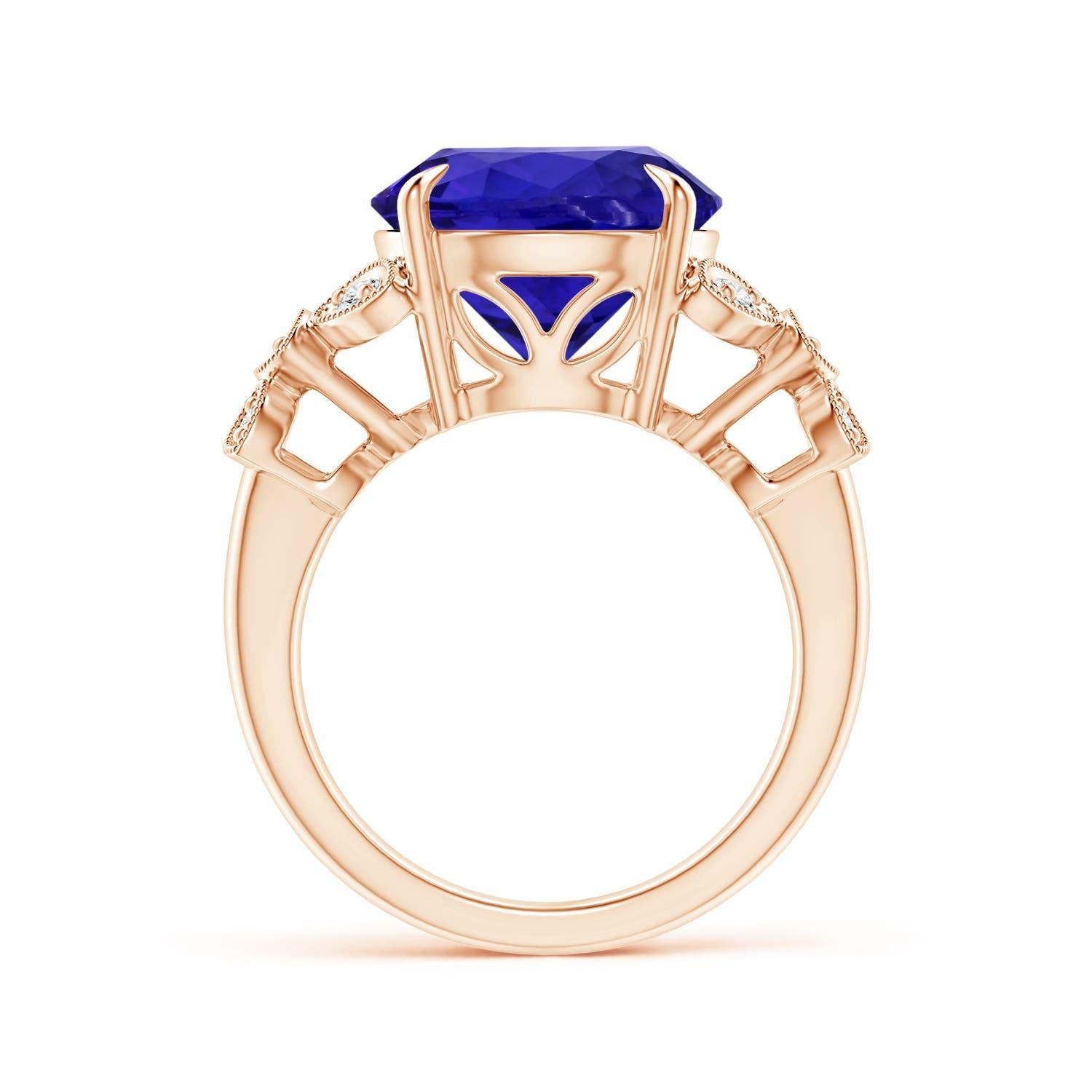 For Sale:  Angara Gia Certified Natural Tanzanite Nature Inspired Ring in Rose Gold 2