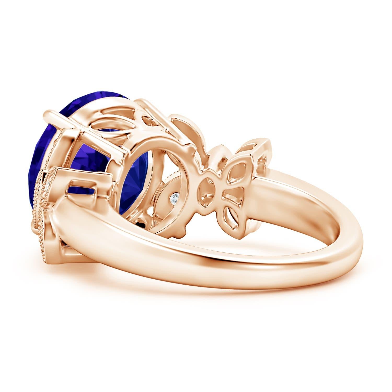 For Sale:  Angara Gia Certified Natural Tanzanite Nature Inspired Ring in Rose Gold 4