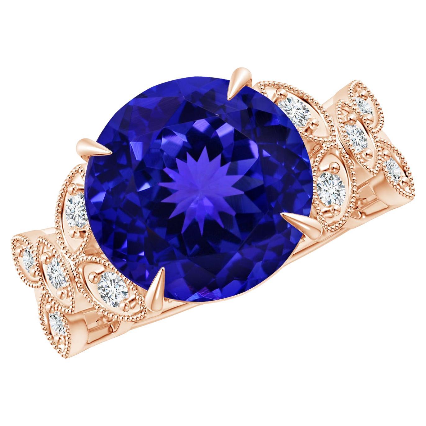For Sale:  Angara Gia Certified Natural Tanzanite Nature Inspired Ring in Rose Gold