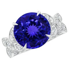 Angara Gia Bague d'inspiration nature en or blanc avec tanzanite naturelle certifiée