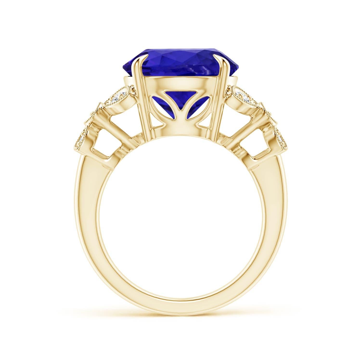 For Sale:  ANGARA GIA Certified Natural Tanzanite Nature Inspired Ring in Yellow Gold 2