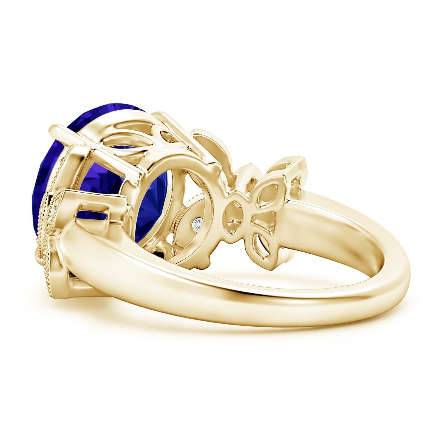 For Sale:  ANGARA GIA Certified Natural Tanzanite Nature Inspired Ring in Yellow Gold 4