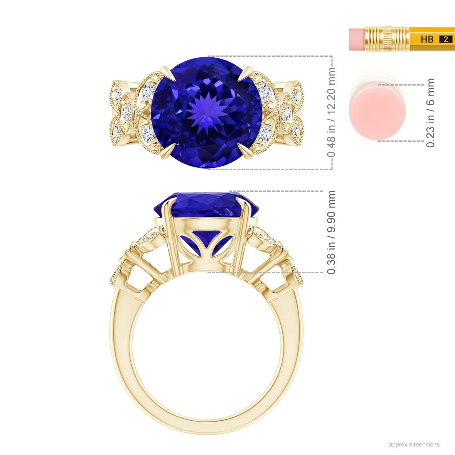 For Sale:  ANGARA GIA Certified Natural Tanzanite Nature Inspired Ring in Yellow Gold 5