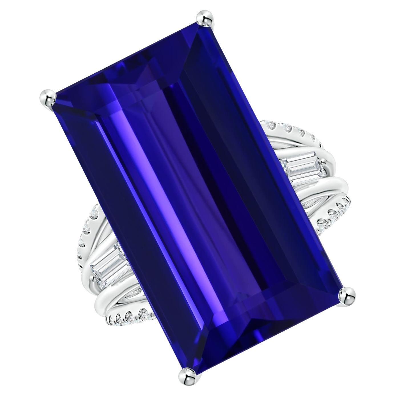 For Sale:  Angara GIA Certified Natural Tanzanite Ring in Platinum with Diamonds