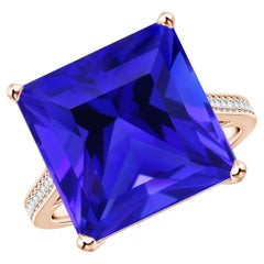 Used Angara GIA Certified Natural Tanzanite Ring in Rose Gold with Diamond Accents