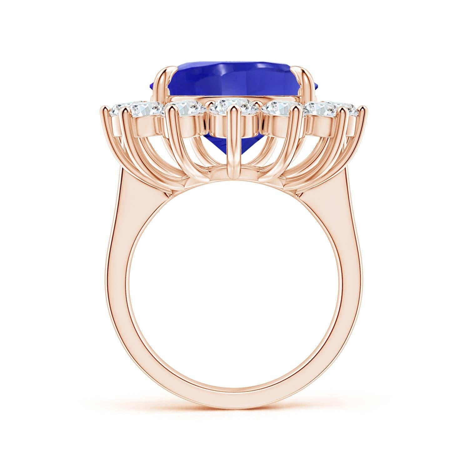 For Sale:  ANGARA GIA Certified Natural Tanzanite Ring in Rose Gold with Diamond Halo 2