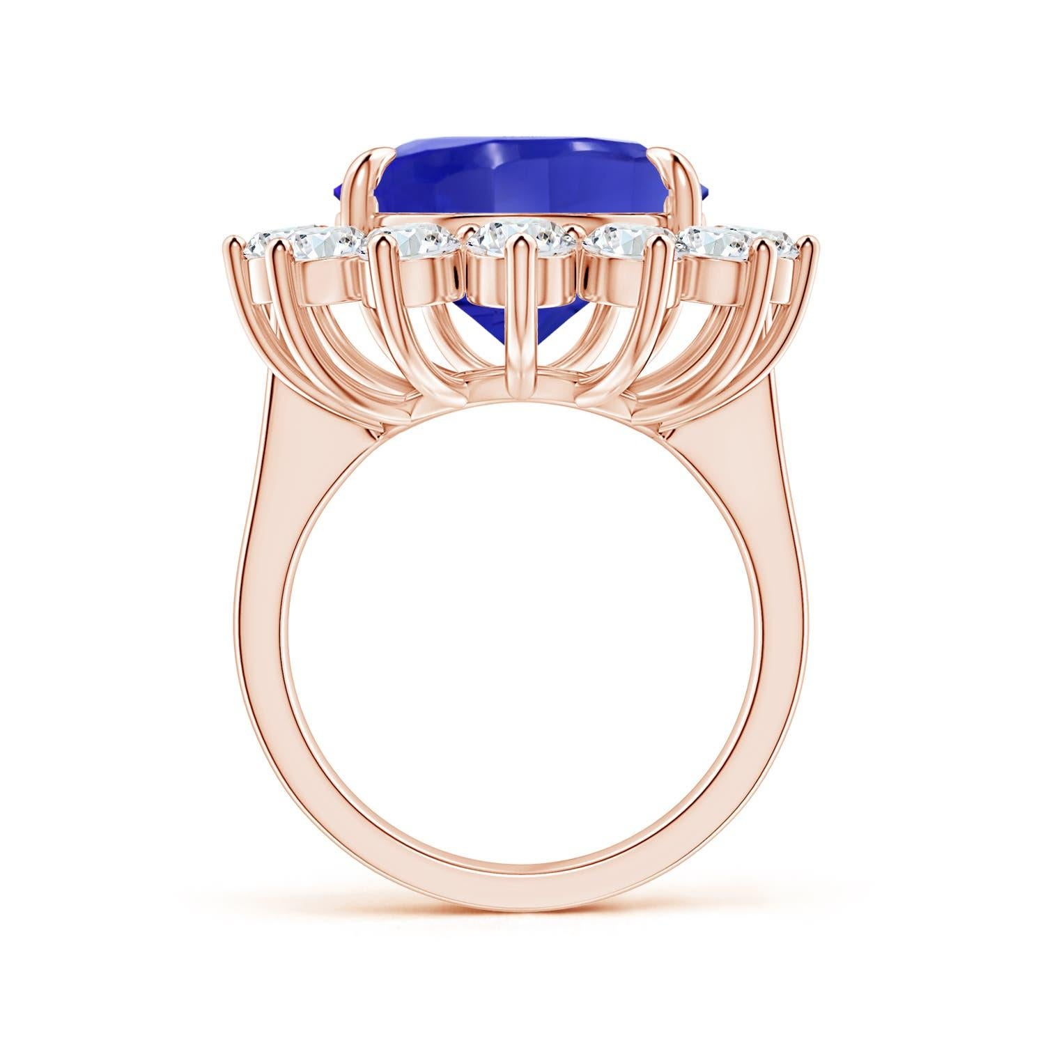 For Sale:  GIA Certified Natural Tanzanite Ring in Rose Gold with Diamond Halo 2