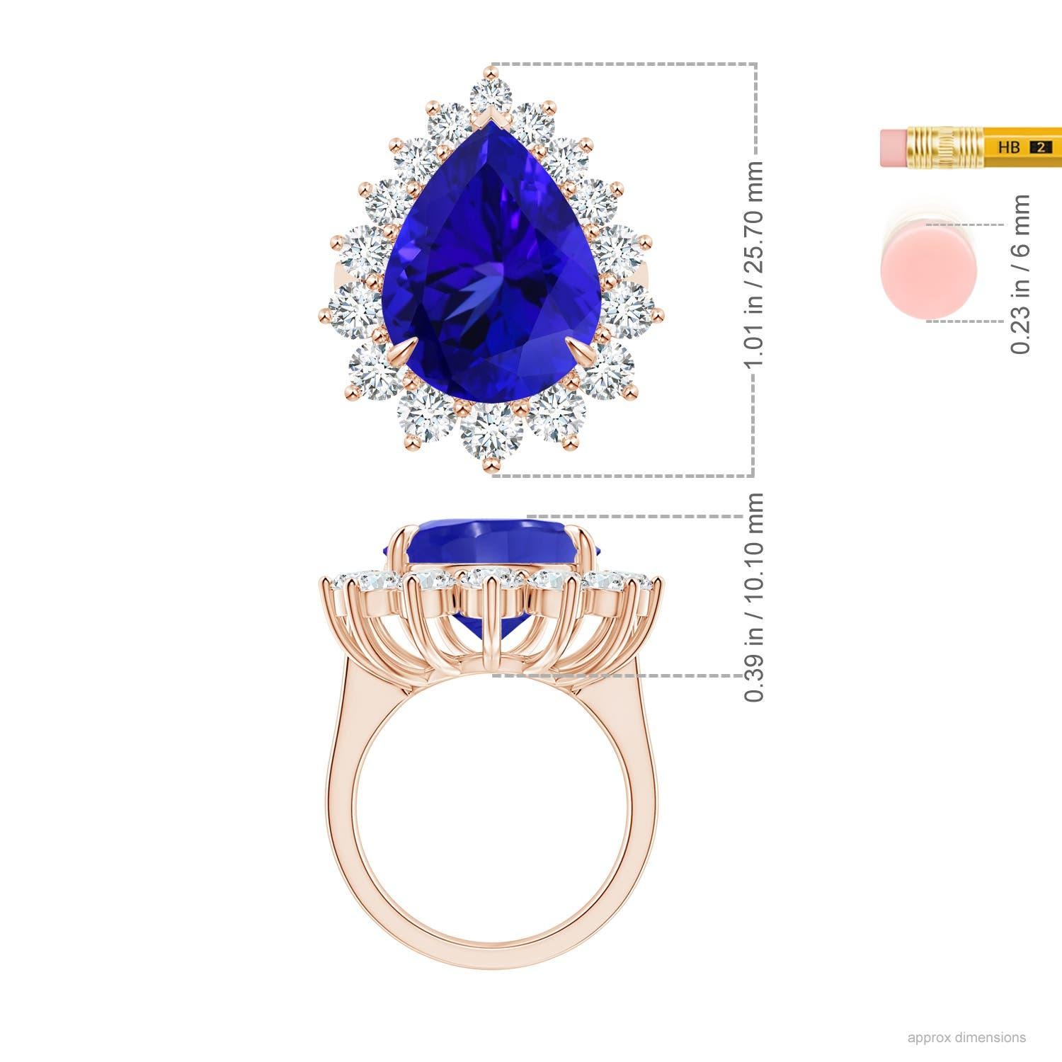 For Sale:  ANGARA GIA Certified Natural Tanzanite Ring in Rose Gold with Diamond Halo 5