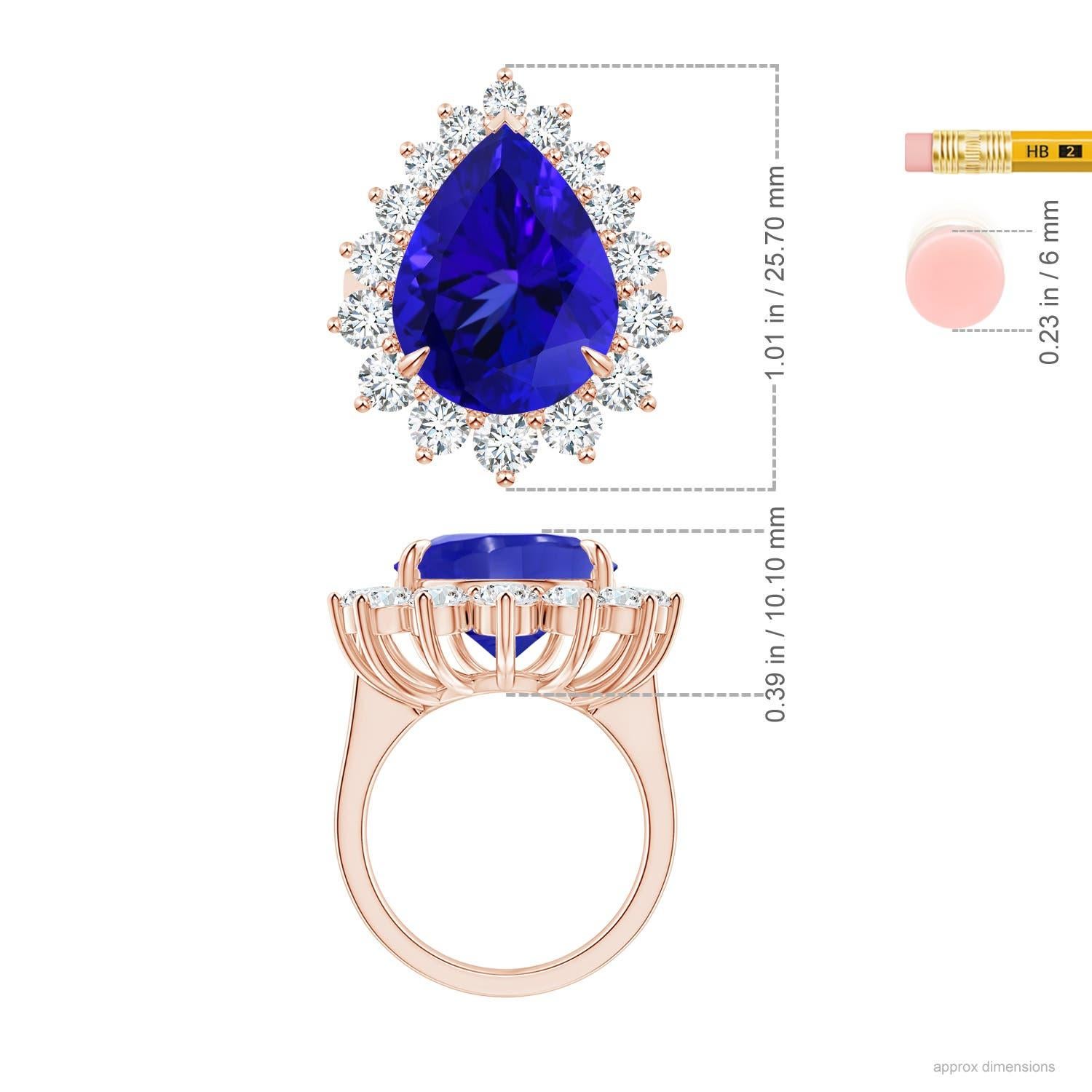 For Sale:  GIA Certified Natural Tanzanite Ring in Rose Gold with Diamond Halo 5