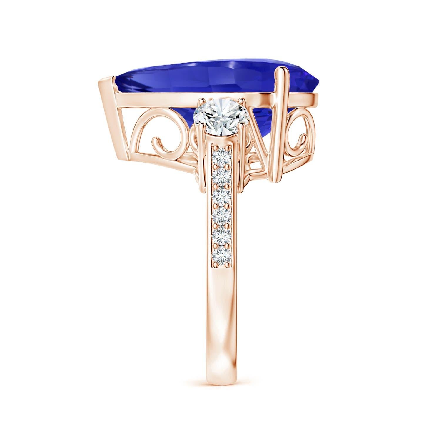 For Sale:  ANGARA GIA Certified Natural Tanzanite Ring in Rose Gold with Diamonds 3