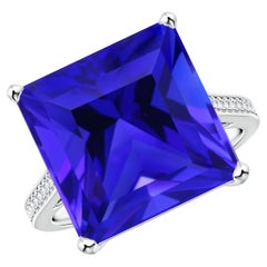 Used Angara GIA Certified Natural Tanzanite Ring in White Gold with Diamond Accents