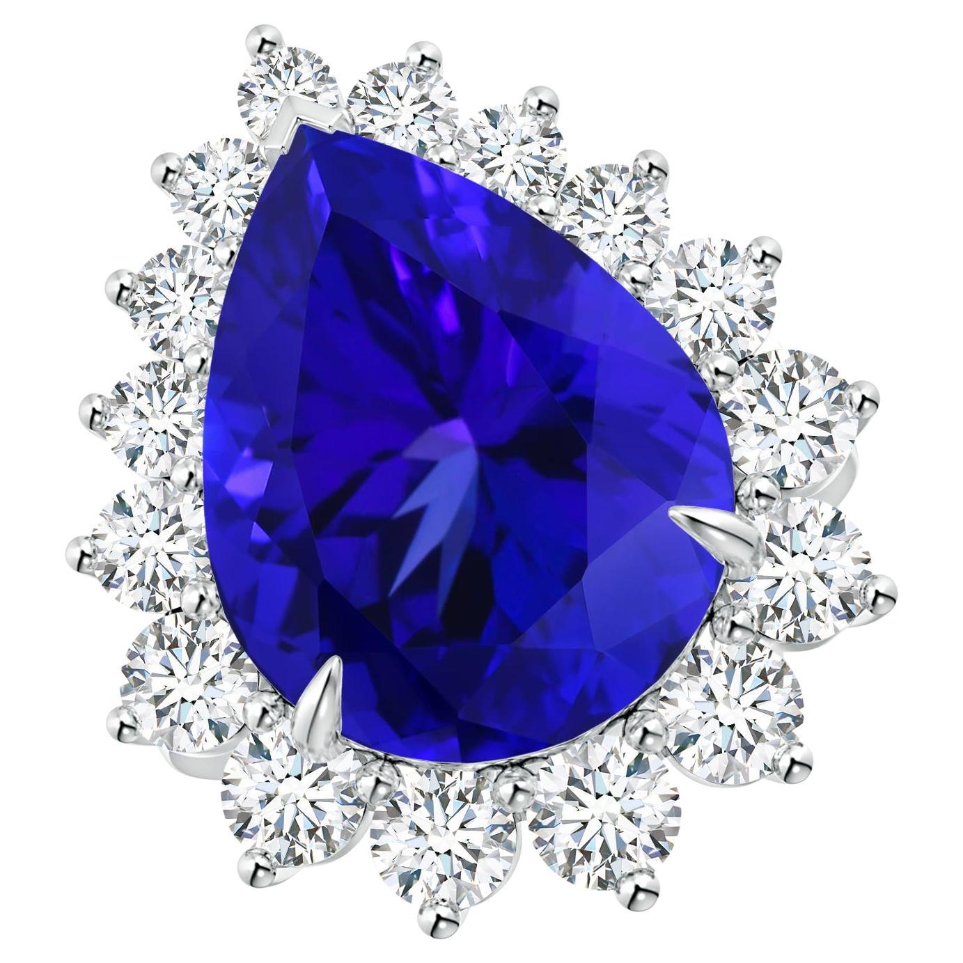 For Sale:  ANGARA GIA Certified Natural Tanzanite Ring in White Gold with Diamond Halo