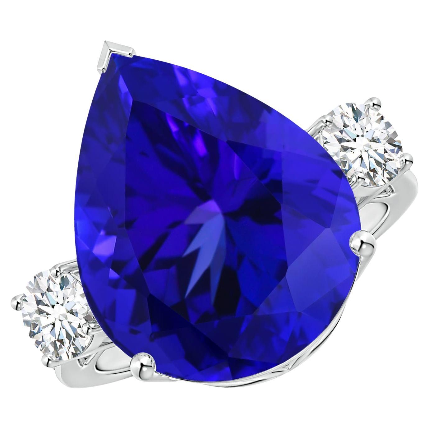 For Sale:  ANGARA GIA Certified Natural Tanzanite Ring in White Gold with Diamonds