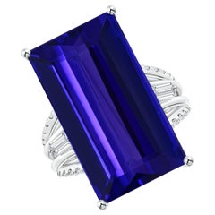 GIA Certified Natural Tanzanite Ring in White Gold with Diamonds