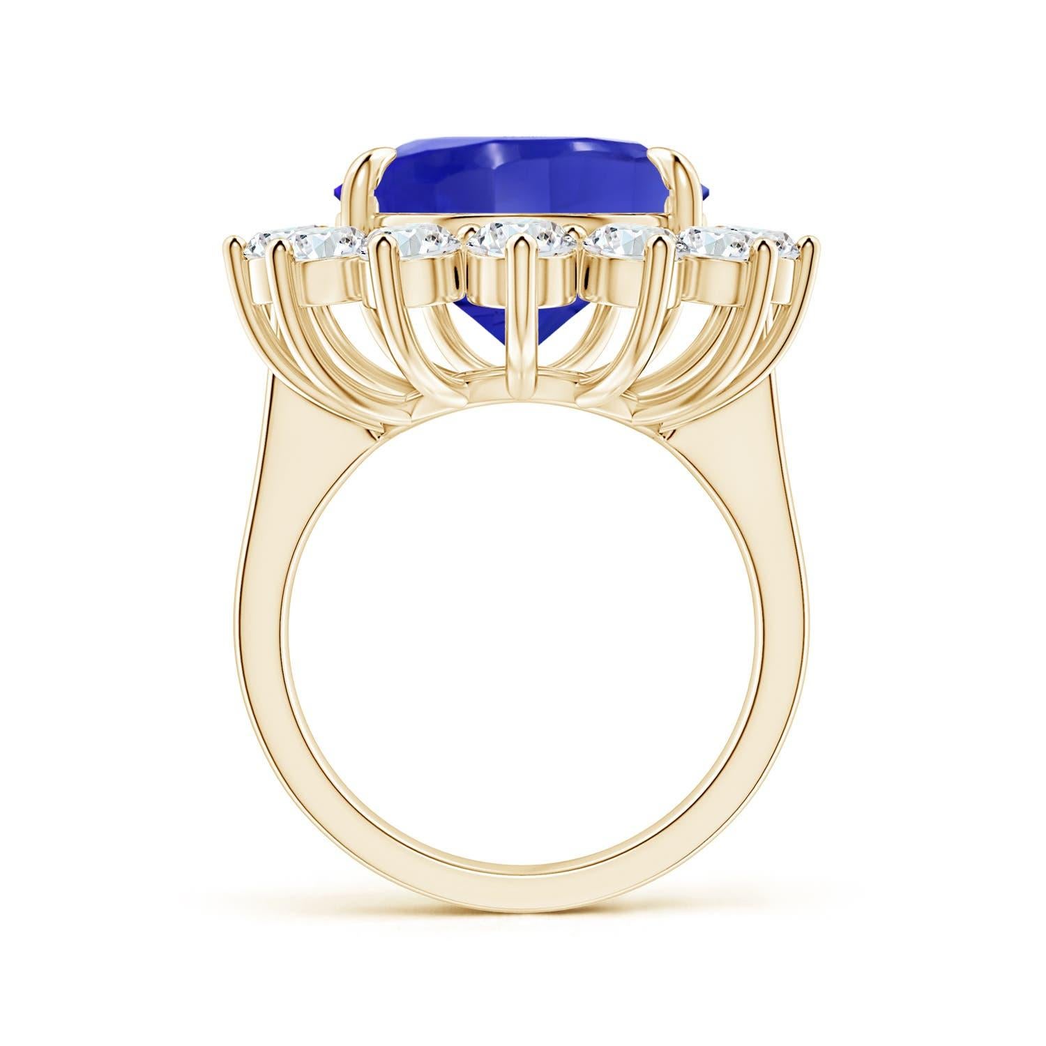 For Sale:  ANGARA GIA Certified Natural Tanzanite Ring in Yellow Gold with Diamond Halo 2