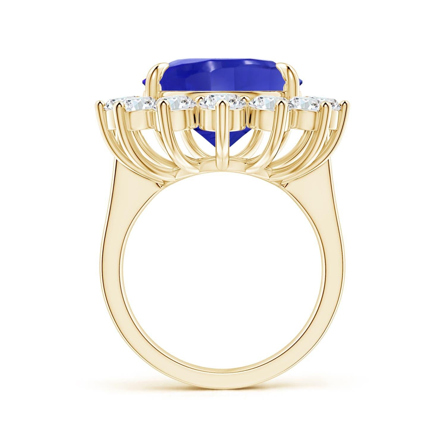 For Sale:  ANGARA GIA Certified Natural Tanzanite Ring in Yellow Gold with Diamond Halo 2