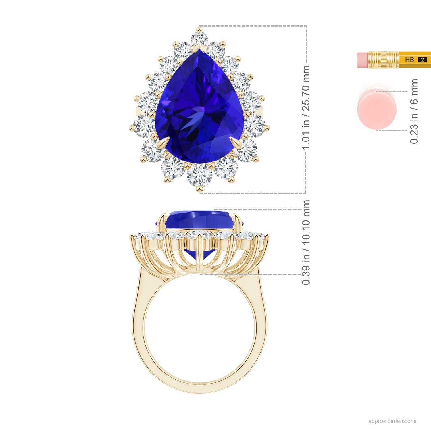 For Sale:  ANGARA GIA Certified Natural Tanzanite Ring in Yellow Gold with Diamond Halo 5