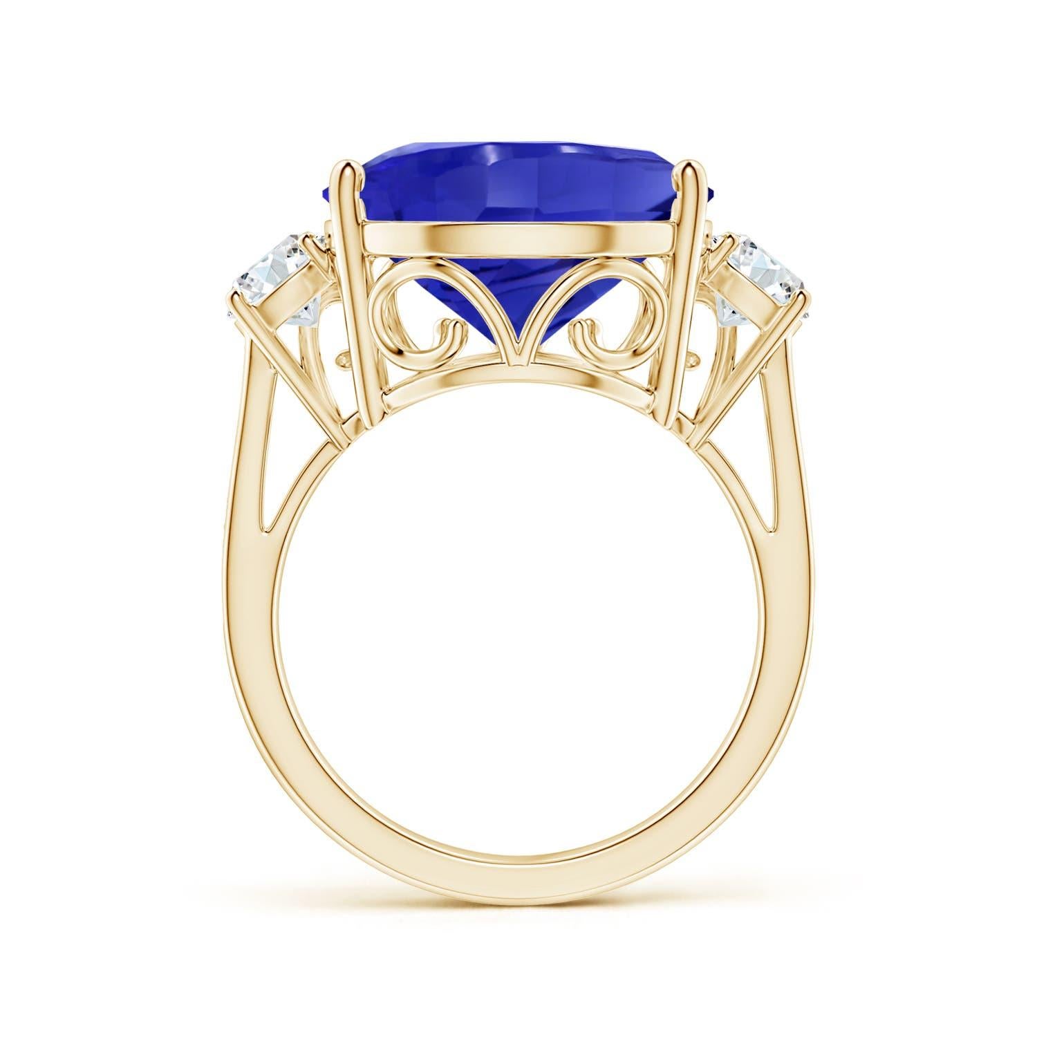 For Sale:  Angara Gia Certified Natural Tanzanite Ring in Yellow Gold with Diamonds 2
