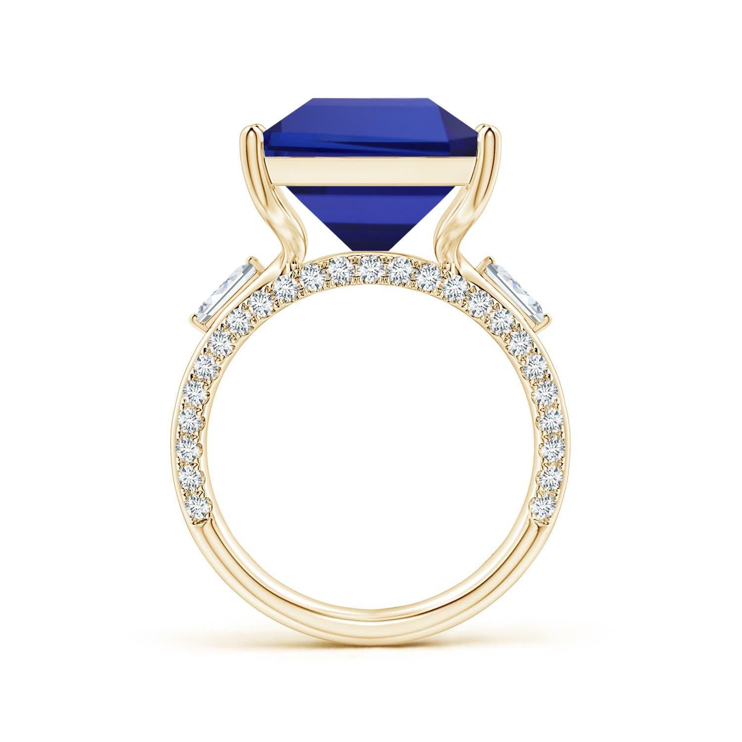 ANGARA GIA Certified Natural Tanzanite Ring in 14K Yellow Gold with Diamonds 2