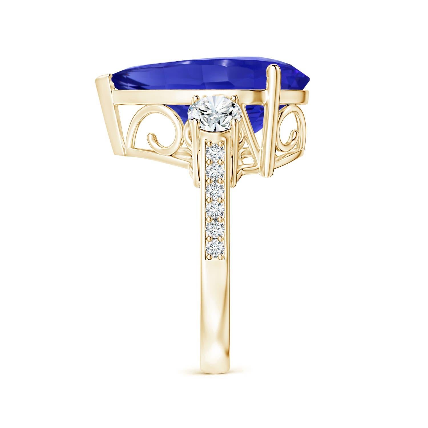For Sale:  Angara Gia Certified Natural Tanzanite Ring in Yellow Gold with Diamonds 3