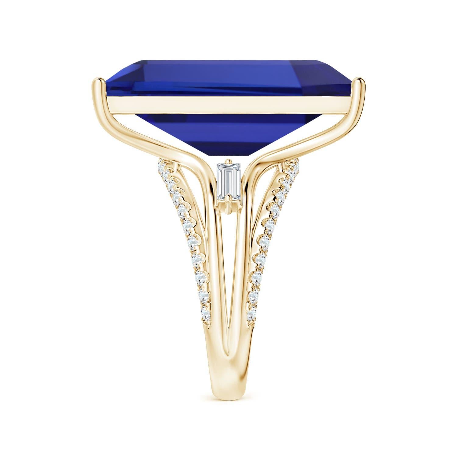ANGARA GIA Certified Natural Tanzanite Ring in 14K Yellow Gold with Diamonds 3