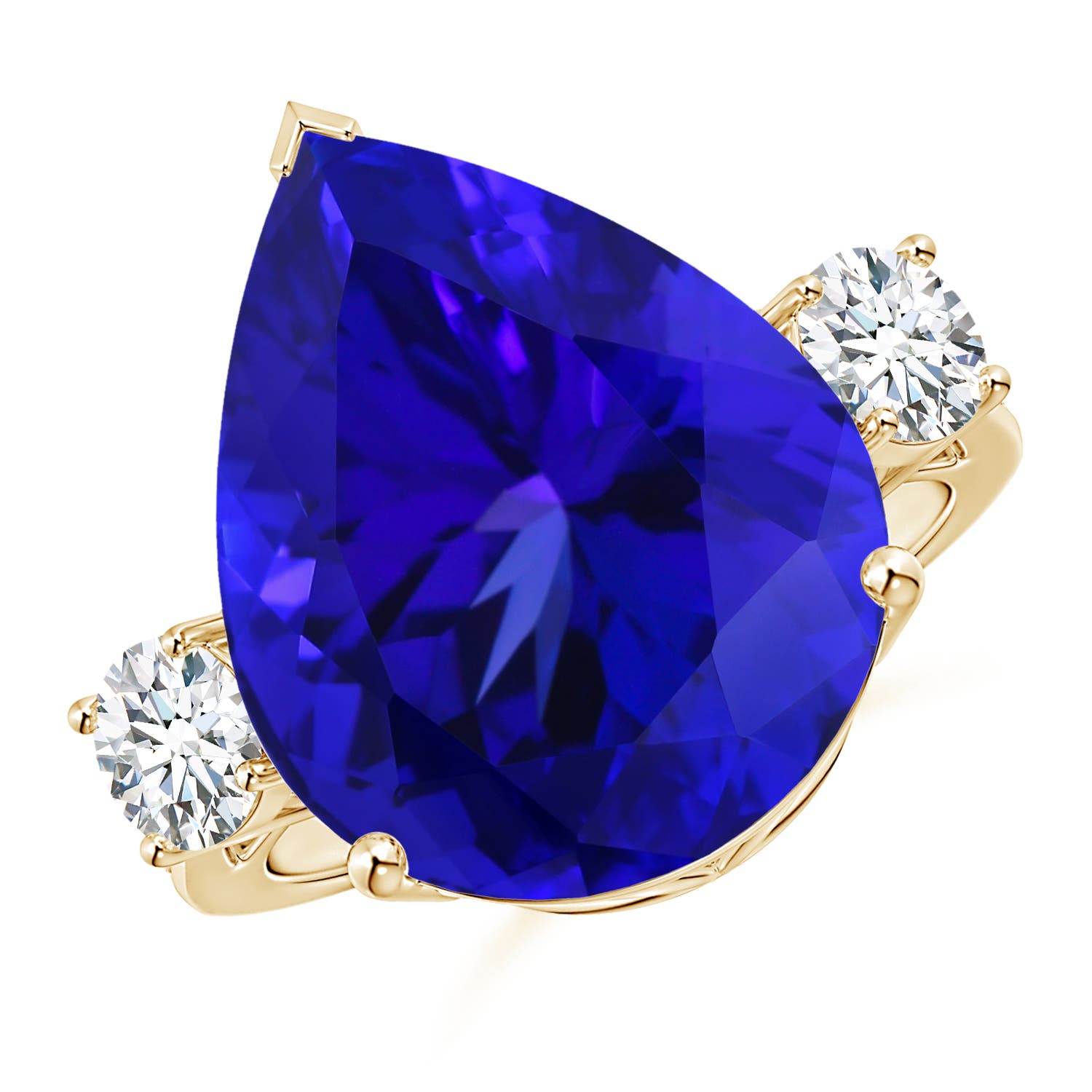 For Sale:  Angara Gia Certified Natural Tanzanite Ring in Yellow Gold with Diamonds