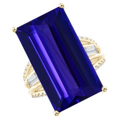 GIA Certified Natural Tanzanite Ring in Yellow Gold with Diamonds