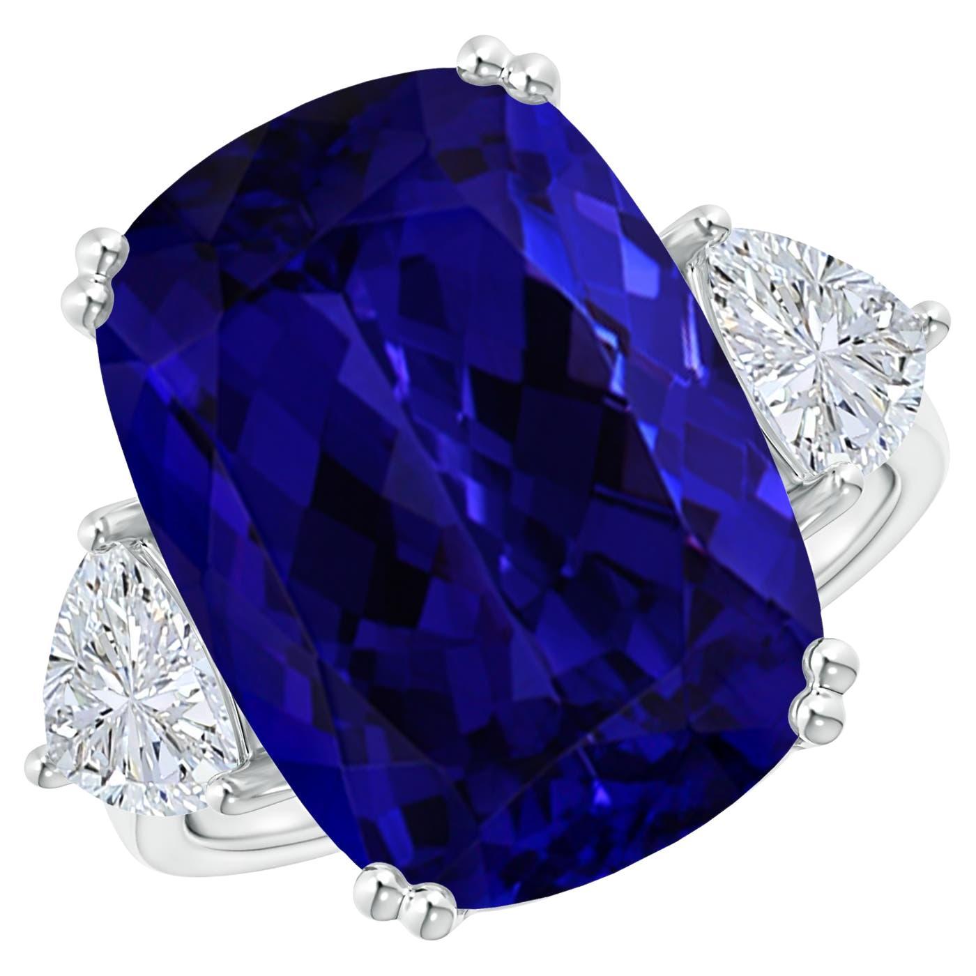 For Sale:  Angara GIA Certified Natural Tanzanite Ring with Diamonds in Platinum