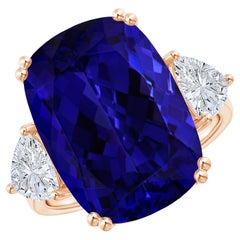 ANGARA GIA Certified Natural Tanzanite Ring with Diamonds in Rose Gold