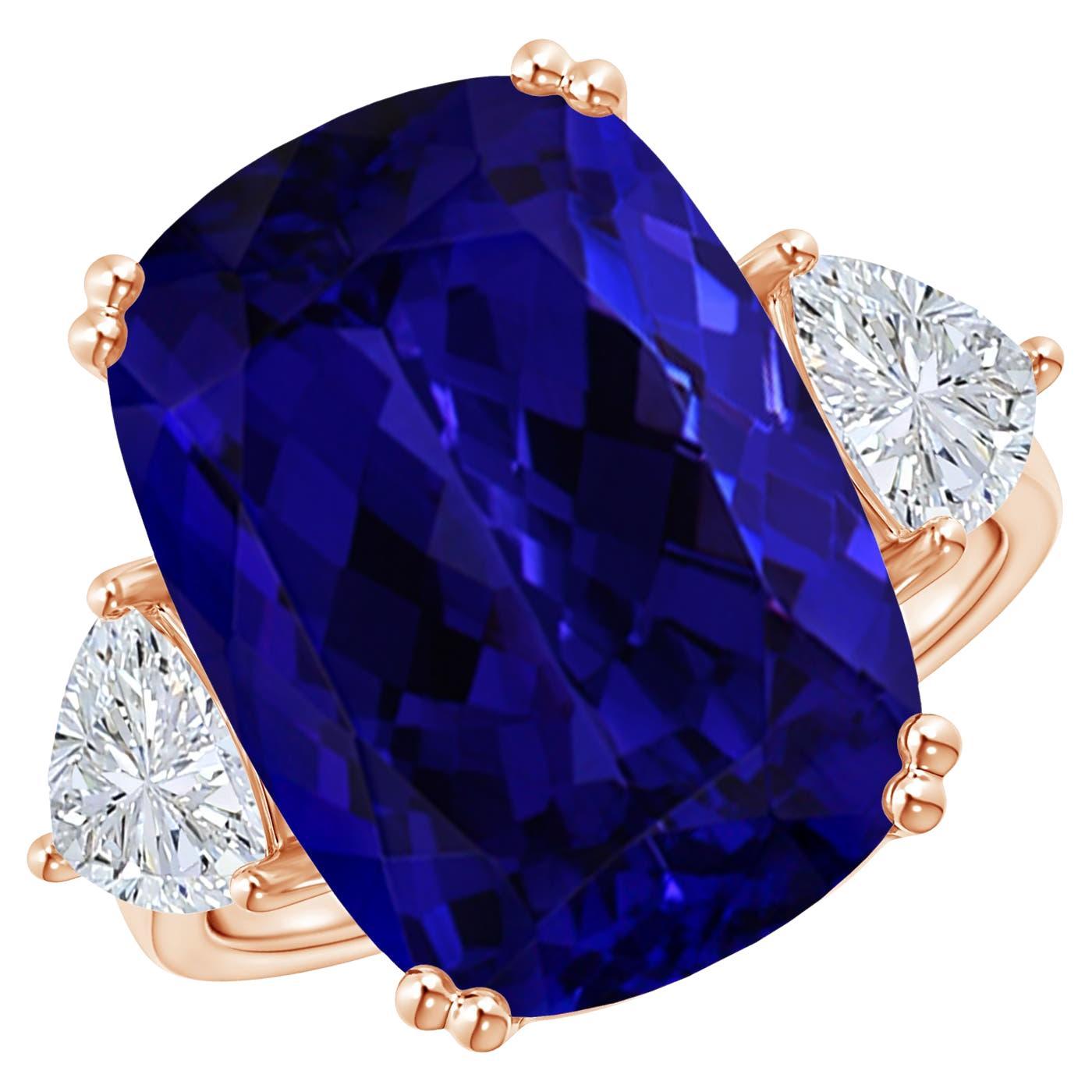 For Sale:  Angara GIA Certified Natural Tanzanite Ring with Diamonds in Rose Gold