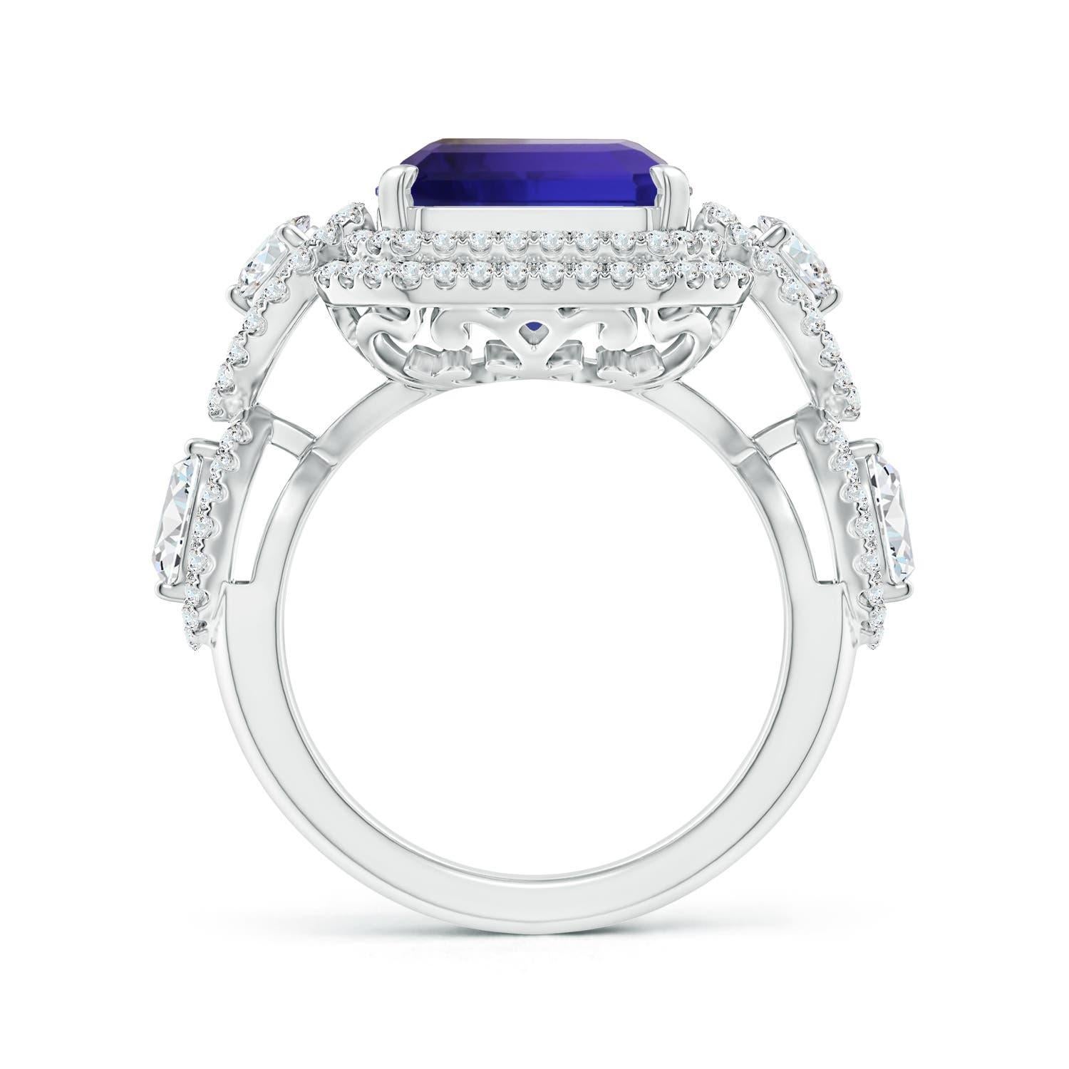 For Sale:  Angara GIA Certified Natural Tanzanite Ring with Diamonds in White Gold 2