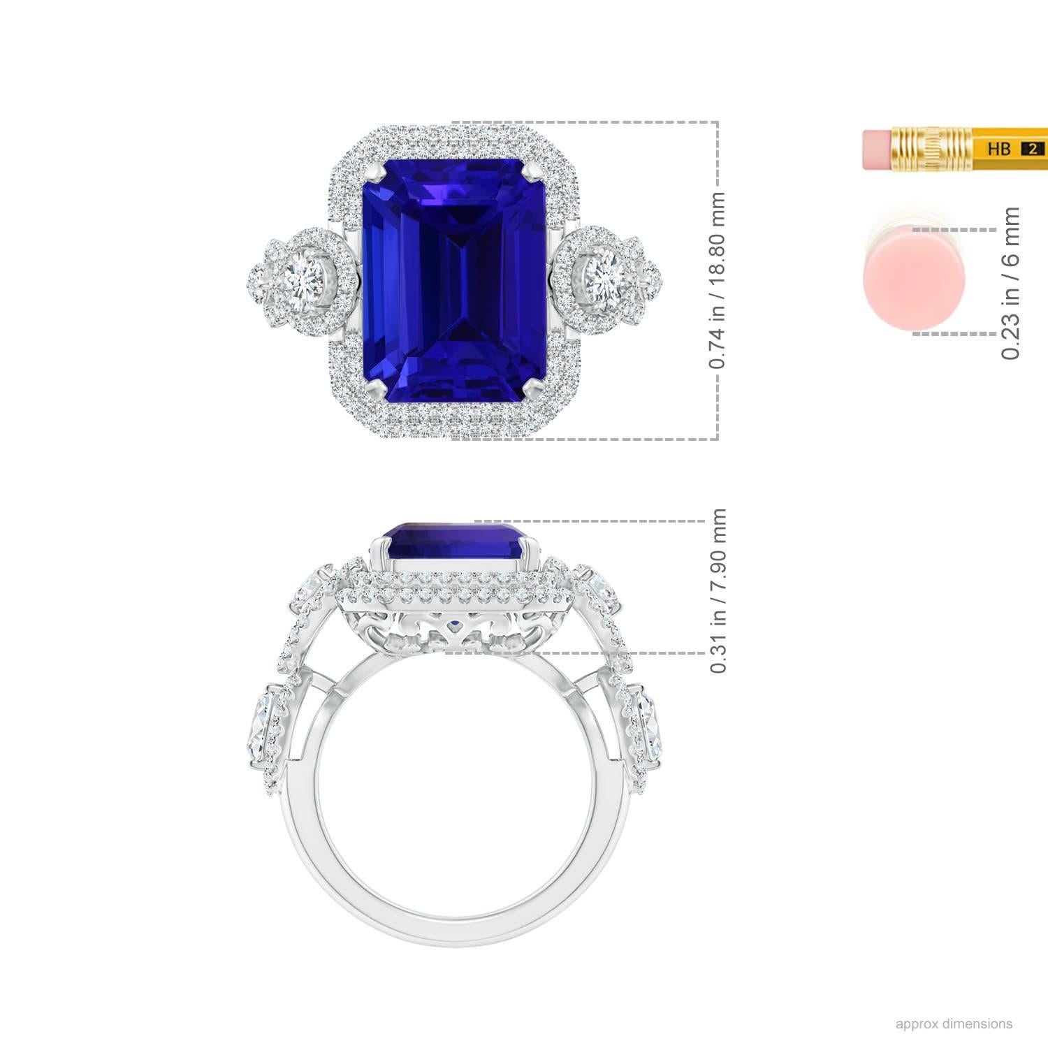 For Sale:  Angara GIA Certified Natural Tanzanite Ring with Diamonds in White Gold 5