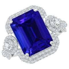 Angara GIA Certified Natural Tanzanite Ring with Diamonds in White Gold