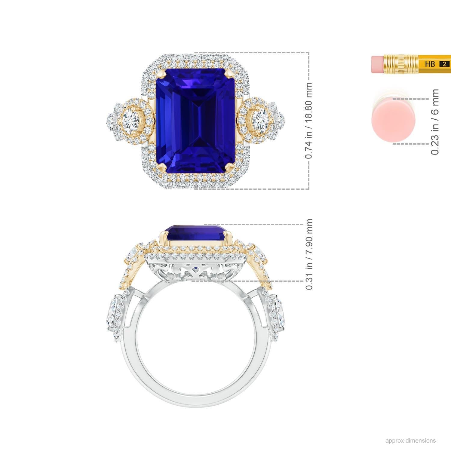 For Sale:  ANGARA GIA Certified Natural Tanzanite Ring with Diamonds in White & Yellow Gold 5