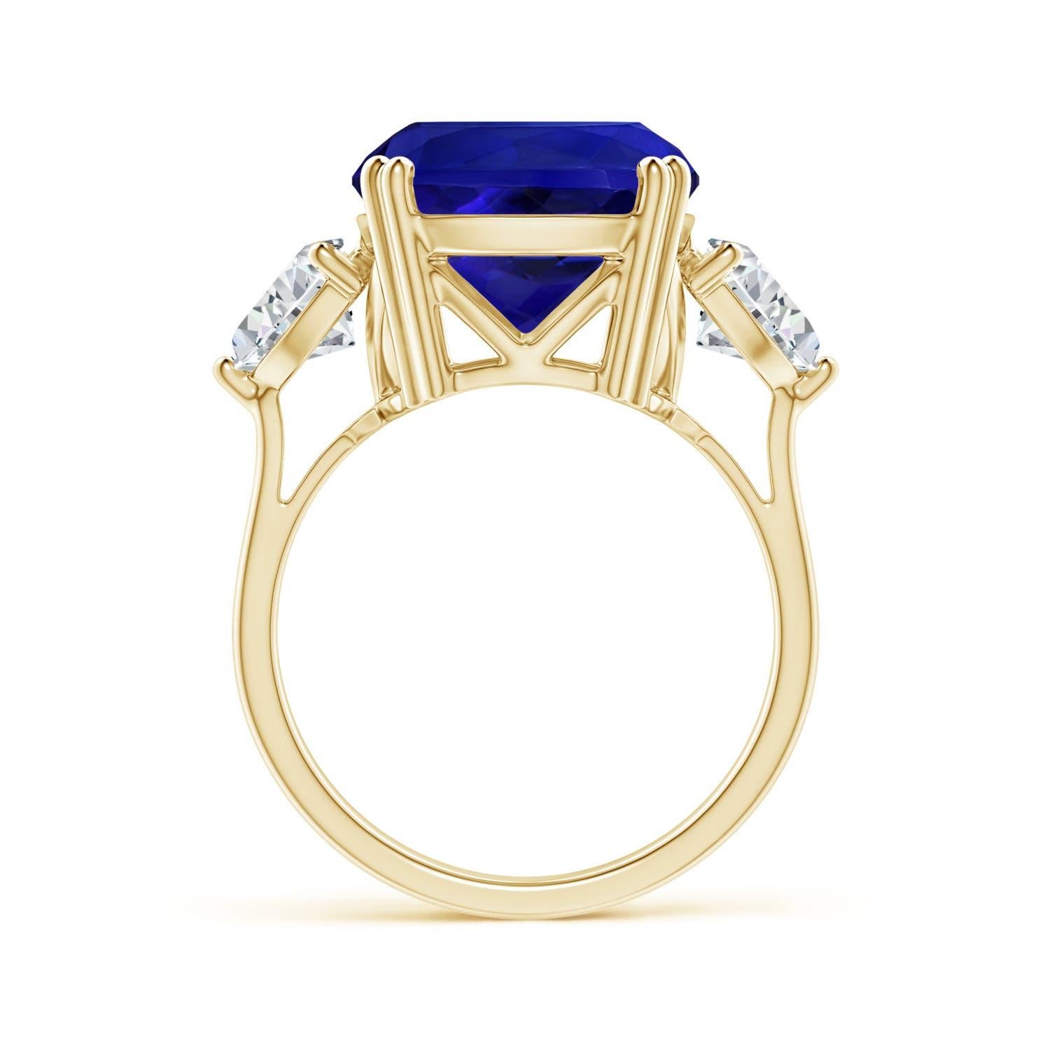 For Sale:  Angara GIA Certified Natural Tanzanite Ring with Diamonds in Yellow Gold 2