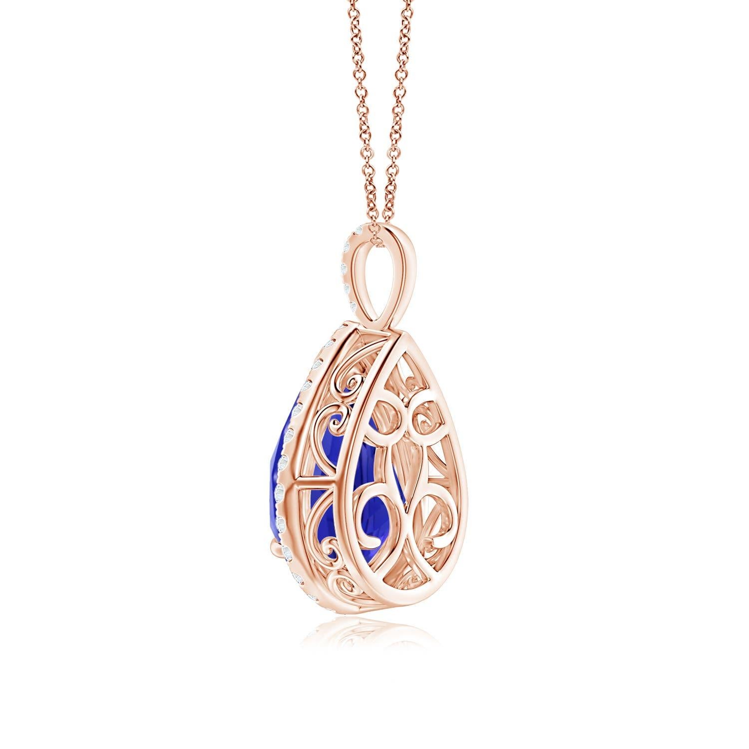 Modern ANGARA GIA Certified Natural Tanzanite Rose Gold Pendant Necklace with Diamond For Sale