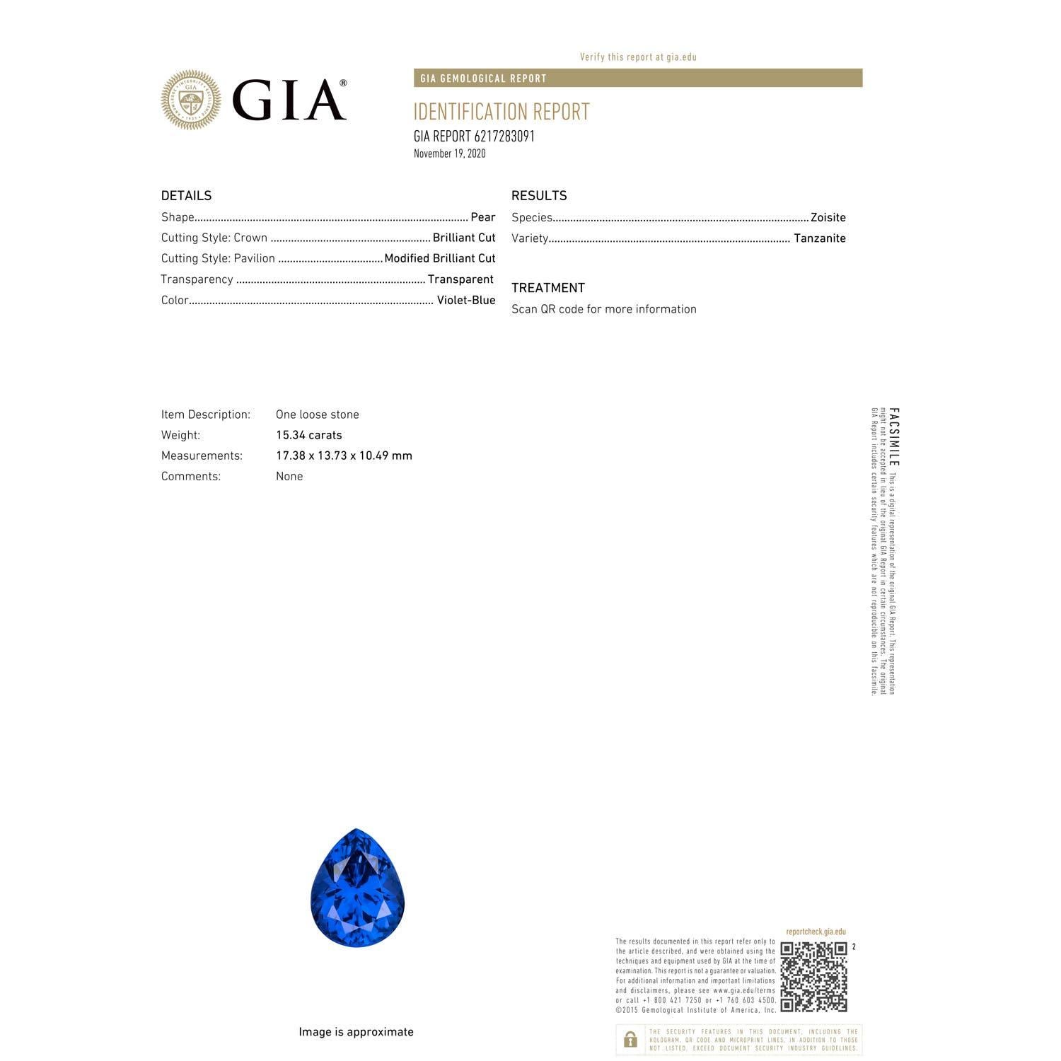 ANGARA GIA Certified Natural Tanzanite Rose Gold Pendant Necklace with Diamond In New Condition For Sale In Los Angeles, CA